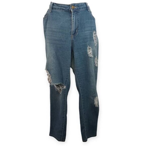 INDIGO POPPY DISTRESSED JEANS SZ.20 GUC - Picture 1 of 6